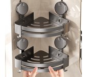 Estante de ducha con ventosa, estante de esquina de aluminio para baño, sin taladrar, organizador de baño, estante para inodoro, accesorios de baño