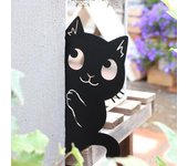 Letrero de metal con silueta de gato negro para jardín, decoración de granja, adorno exterior para amantes de los gatos, decoración de interiores del hogar y el patio. Cat