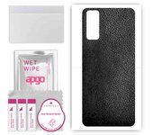 apgo Protective Skin Sticker for the back compatible with Vivo Y20s G, Wrap Film, Foil, Vinyl - Pattern Black Leather