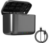 Cargador de batería portátil de 2 ranuras aMagisn AD13 PD3.0/PD2.0, caja de carga rápida, estuche de carga de batería negro