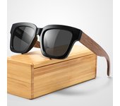 Gafas de sol polarizadas de madera retro para hombre con montura grande - Estilo europeo y americano