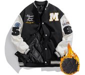 Chaqueta de hombre Uniforme de béisbol Abrigos bordados Primavera Otoño Ropa informal universitaria M negro