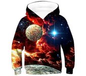 Sudadera con capucha 3D Galaxy para niños, manga larga, estampado 3D, otoño-invierno, activa, básica, poliéster, rayón, para niños de 2 a 12 años, para uso diario, para exteriores e interiores 100CM