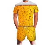 Ropa para correr para Hombre, conjuntos de verano para Hombre, deportes de ocio, cerveza 3d de talla grande, traje de dos piezas para correr, Ropa para Hombre XL