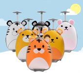 Equipaje rodante para niños, Maleta con ruedas de pingüinos y tigres de dibujos animados, bolsa de equipaje con ruedas para niños, bonita maleta de cabina de transporte 15  inch