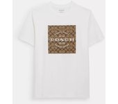 Coach CAMISETA FIRME CUADRADA EN ALGODÓN ORGÁNICO BLANCA undefined