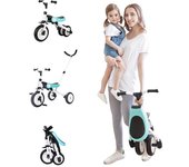 Triciclo Kamelun 3 en 1 con carretilla de empuje para niños de 1 a 6 años, bicicleta plegable, ligera, regalo de cumpleaños, bicicleta de patada, bicicleta transformable. azul