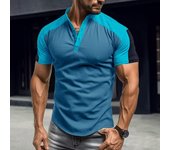 Camisas Henley casuales para hombre, cuello de banda, manga corta, camisetas de playa de verano, ajuste delgado, camisetas básicas ligeras de 3 botones para hombres, polos cómodos S negro