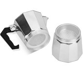 Cafetera Moka portátil octagonal de aleación de aluminio de 3 tazas y 150 ml para cocina a gas y eléctrica.
