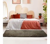Tapis de Salon ou Chambre Shaggy - Neo Yoga- Tapis Lavable à Base Fine en Microfibre Poils Longs Extra Doux Taupe 80 x 180 cm