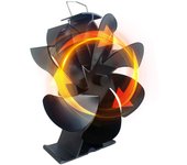 Ventilador de estufa de leña, ventilador para hogar de 6 aspas, funcionamiento silencioso, no eléctrico, con forma de loto negro
