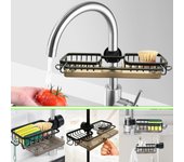 Escurridor de fregadero de cocina, resistente a la oxidación, de aluminio, para almacenamiento de esponjas, grifo, toallero, organizador de baño multifuncional, nuevo