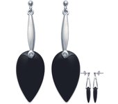 Les Trésors De Lily [G7880] - Boucles Argent 'Eva' noir argenté - 12x42 mm negro