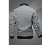 Chaqueta de primavera y otoño para hombre, abrigo de cuello alto, ropa de béisbol bordada M gris