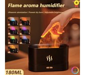180 ml USB Difusor de aceite esencial Simulación Llama Humidificador ultrasónico Cool Mist Maker Fogger Led Aceite esencial Lámpara de llama Luz nocturna RGB light blanco