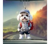 Adorno colgante navideño para espejo retrovisor con cordón, fácil de colgar, resistente a la decoloración, colgante de perro con forma de animal, decoración para árbol de Navidad G