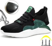 Zapatos de trabajo para hombre y mujer, botas de seguridad con puntera de acero, calzado deportivo antigolpes y antipinchazos estándar europeo, zapatos de seguridad 48 verde