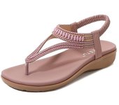 Sandalias de Europa y Estados Unidos para mujer, con banda elástica y abalorios, suaves, transpirables, ligeras, cómodas, de gran tamaño, con plataforma y zapatos de mujer 35 púrpura