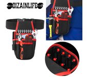 Riñonera con múltiples bolsillos para herramientas, resistente al agua, kit de herramientas para electricistas, taladro, destornillador, organizador de hardware negro