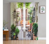 Cortinas transparentes de tul para patio europeo, decoración para sala de estar, ventana, cortina para dormitorio, cocina, cortinas de gasa de Organza W135 x H115cm x1&Rod Pocket
