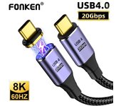 USB4.0 20Gbps Cable magnético PD 100W 5A Carga rápida USB tipo C a tipo C 8K@60Hz Thunderbolt 3 Cable de datos