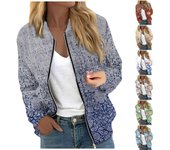 Chaquetas para mujer de manga larga, ligeras, con cremallera, recortadas, con estampado de moda, prendas de vestir exteriores, chaquetas acolchadas informales con bolsillos L beige