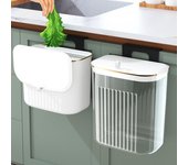 Cubo de basura para cocina montado en la pared con tapa: cesto de basura versátil para cocina o baño. Wall-Mounted Bin