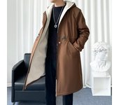 Abrigo de invierno 2024 para hombre, gabardina gruesa con capucha de alta calidad, cazadora de moda para hombre, chaquetas casuales para hombre, tallas grandes M-3Xl L café