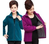 Chaquetas de lana de talla grande para mujer de mediana edad, de otoño, 5XL, informales, con cuello alto, cálidas, con cremallera, para exteriores, abrigo de invierno para madre 5XL rojo
