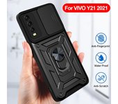 Funda deslizante para VIVO V25 5G V25e Y21 2021 Y21S V23 V23E, soporte para lente, funda para VIVO X80 Lite V27E V27 Pro Y33 Y33S Y30 Y20 V21E For VIVO Y21 2021 negro