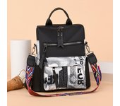 Mochila para mujer, mochilas Oxford de retales, mochila antirrobo de gran capacidad, impermeable de alta calidad negro
