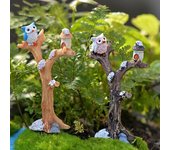 2X resina búho ramas miniatura paisaje jardín mini casa de muñecas decoración artesanía lindo