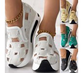 Zapatillas de deporte para mujer, zapatillas de malla con bordado floral, zapatillas de mujer sin cordones, zapatos de tacón cómodos e informales para mujer 35 beige