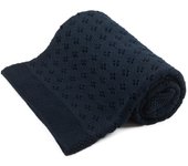 Bellochi bamboo blanket openwork blue marino, 100x80 cm, dark blue