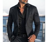 Blazers casuales a rayas para hombre, abrigos, ropa de moda coreana para hombre, chaqueta de traje de otoño e invierno, abrigo de traje de calle ajustado para hombre M negro