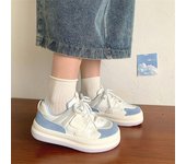 Zapatos deportivos blancos con plataforma para mujer, zapatillas Vintage vulcanizadas informales, moda coreana, tenis de estilo universitario, planos para mujer 35 azul