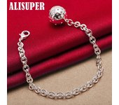 Joyería de la pulsera del grano de la bola de la cadena de plata esterlina 925 20cm
