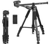 Andoer 157 cm/61,8 pulgadas trípode portátil cámara Horizontal trípode soporte aleación de aluminio 5 kg/11 lbs carga negro