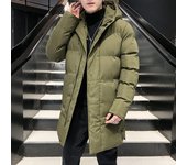 Chaqueta de invierno para hombre, parka larga, chaqueta acolchada de otoño, abrigo para hombre, chaqueta larga con capucha, abrigo de talla grande L negro