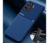Para OPPO Reno 5 Lite Funda con textura de cuero soporte magnético para coche funda trasera para Oppo Reno5 Lite Reno 5Lite Renault 5 fundas ligeras For Reno 5 Lite negro