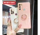 Funda con soporte de anillo chapado para Motorola Moto G60 G30 G20 G10 G50 5G G22 G32 G52 G13 G23 G53 G73 Funda de silicona con soporte Moto G60
