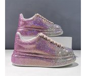 Zapatillas de deporte de marca para mujer, zapatos casuales con cristales brillantes y diamantes de imitación para hombre, zapatos vulcanizados cómodos con plataforma, zapatos deportivos de lujo para mujer 35 color rosa