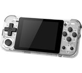 Consola de juegos portátil de código abierto PowkiddyQ90, pantalla IPS de 3,0 pulgadas, compatible con 12 tipos de emuladores 16G transparente