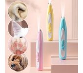 Cortadora eléctrica para mascotas con luces LED, recortadora de pelo de pies, suministros profesionales para el cuidado de perros y gatos, artefacto para pedicura, afeitadora recargable amarillo