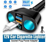 Cargador de coche PD20W, adaptador de corriente USB Dual QC 3,0, cargador rápido de 12V para coche, pantalla LCD, Monitor de voltaje, adaptador de corriente divisor negro