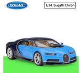 Coche en miniatura de aleación Welly Bugatti Chiron a escala 1/24, vehículos de juguete de Metal fundido a presión, modelo de coche, colección de alta simulación, regalos para niños 1/24-19x8.5x5cm azul