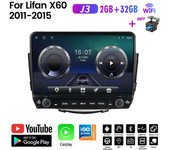 Radio estéreo para automóvil Android 2Din de 10 pulgadas para Lifan x60 2011-2015 con botón y perilla, reproductor de video multimedia, navegación GPS, Carplay 2 + 32 GB