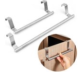 Toallero de acero inoxidable, soporte para toallas de baño, soporte para puerta de armario de cocina, organizador colgante, estante de pared, barra de toalla montada S plata