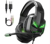 Auriculares Gamer con cable de 3,5 mm para juegos de PC/Xbox/PS4/PS5 con micrófono con cancelación de ruido y auriculares supraaurales para ordenador