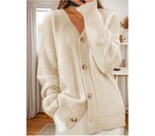 Chaqueta de Punto de Manga Larga con Cuello en V para Mujer Otoño e Invierno Chaqueta Cómoda Casual de Primavera XL rojo